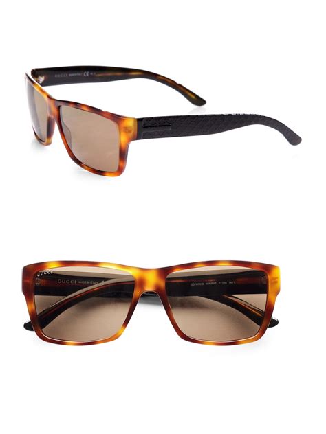 gucci brown tortoise metal-accent square sunglasses|Gucci rectangular frame sunglasses.